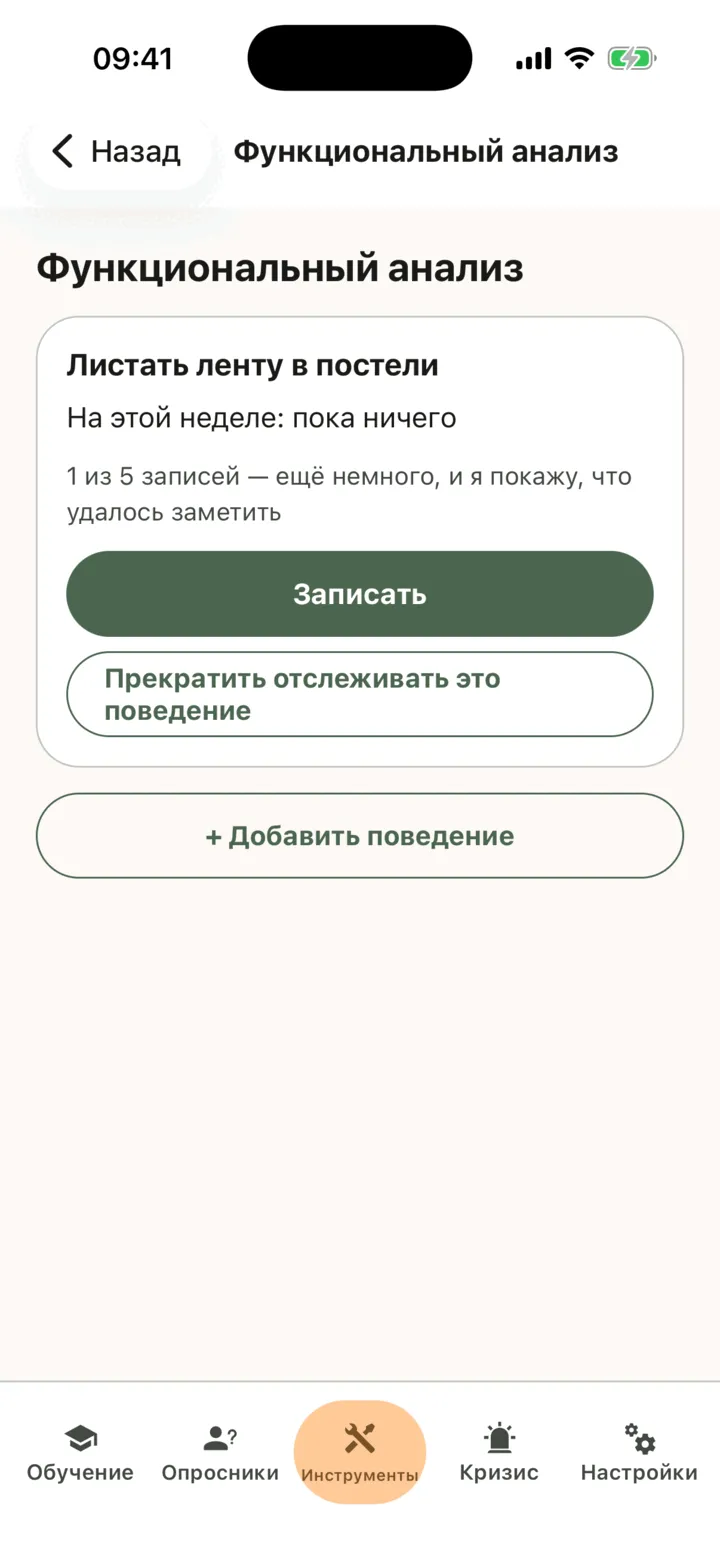 Функциональный анализ с одной карточкой поведения: сделанные записи, Что удалось заметить и Записать