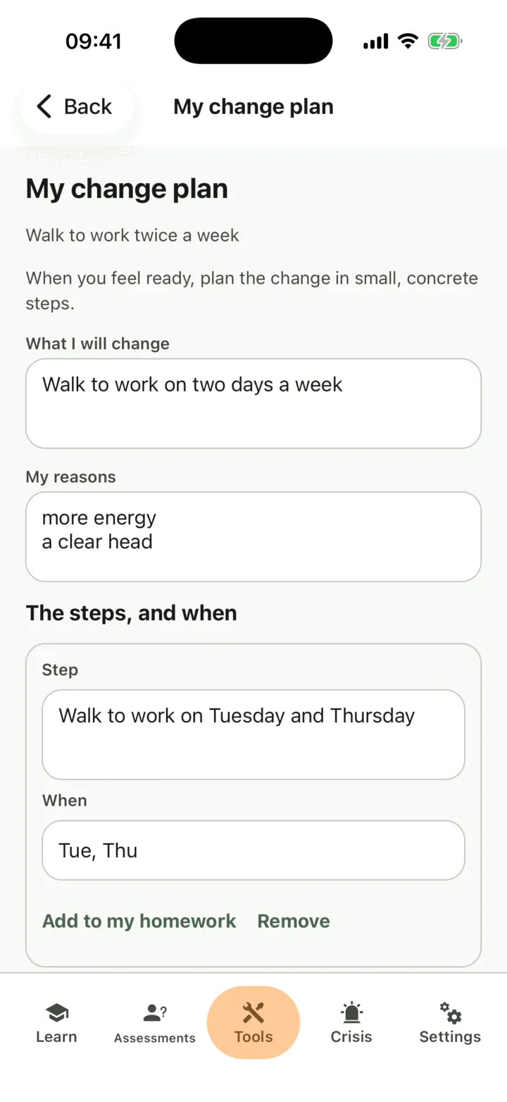 My change plan with the change, the reasons and two steps with when