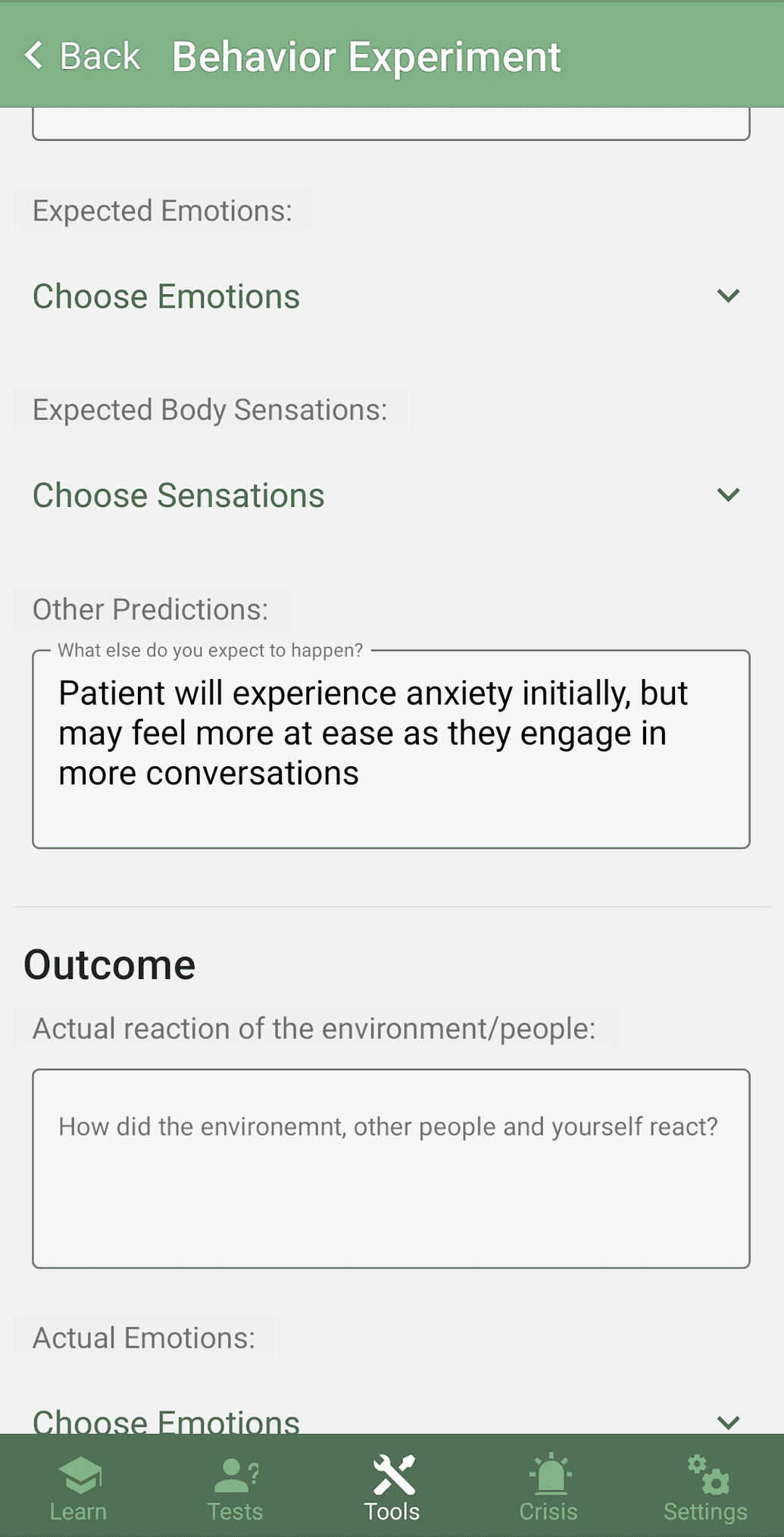 Behavior Experiment in Mobile App