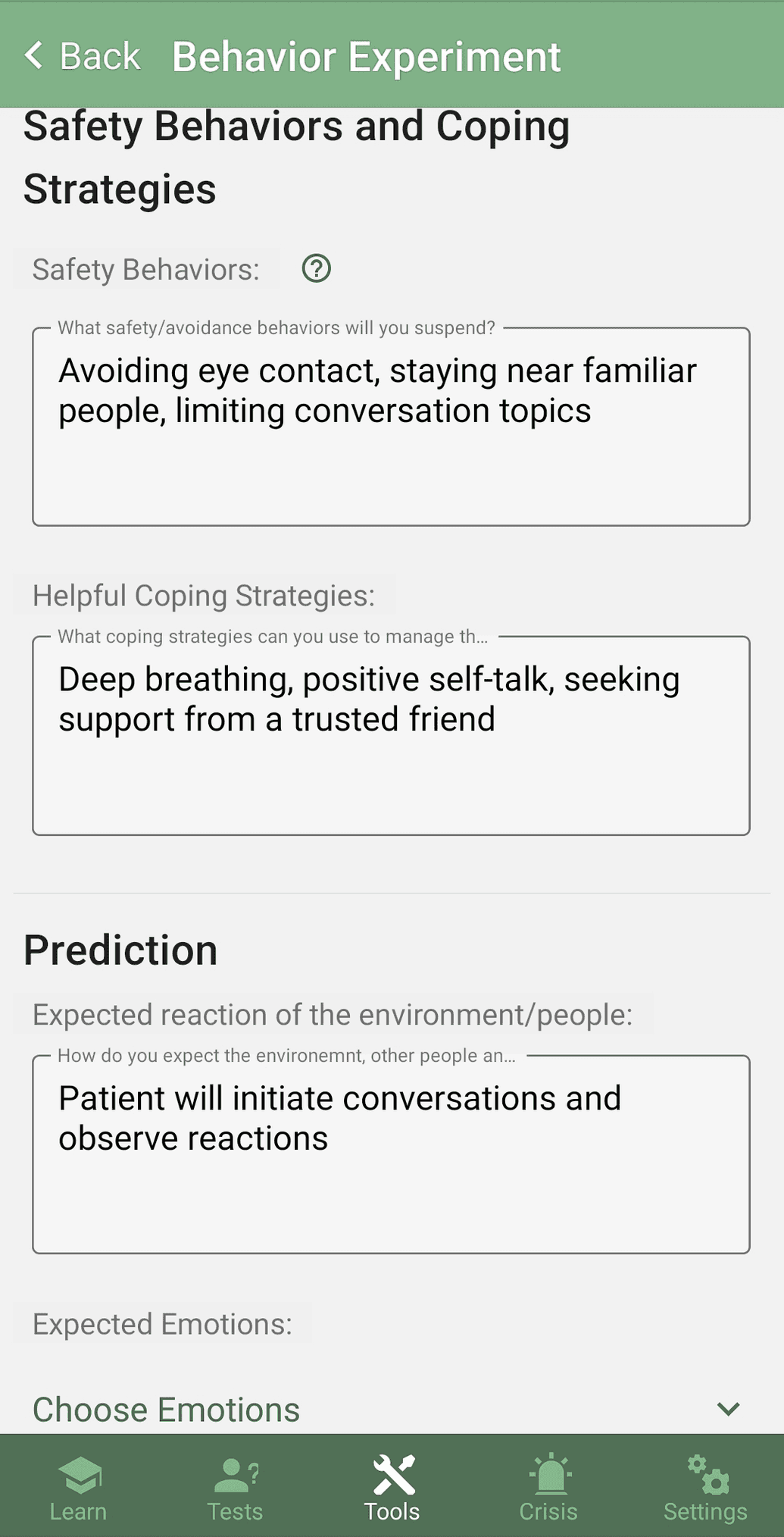 Behavior Experiment in Mobile App