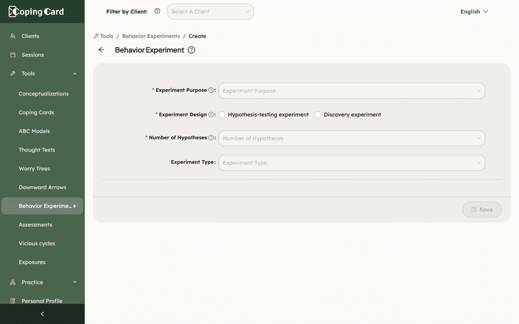 Designing a behavior experiment in the provider platform